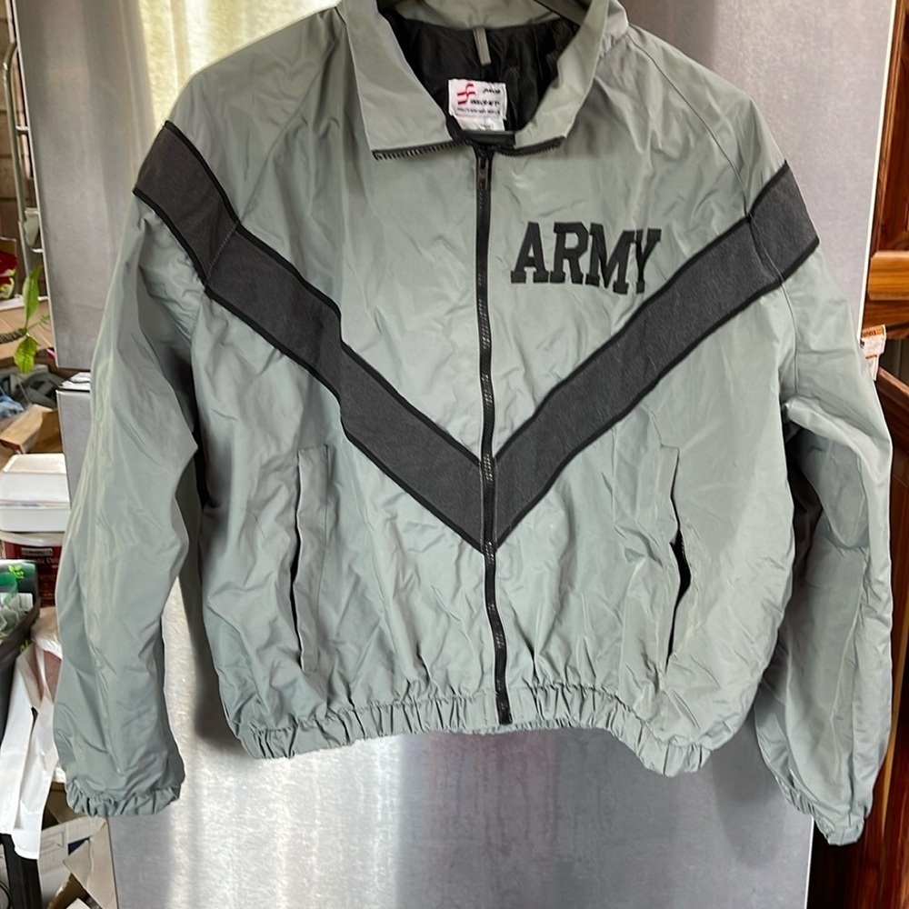 Mens Retro Army Jacket Windbreaker JEOD Skilcraft PFU Gray Small/Short ,Elastic.